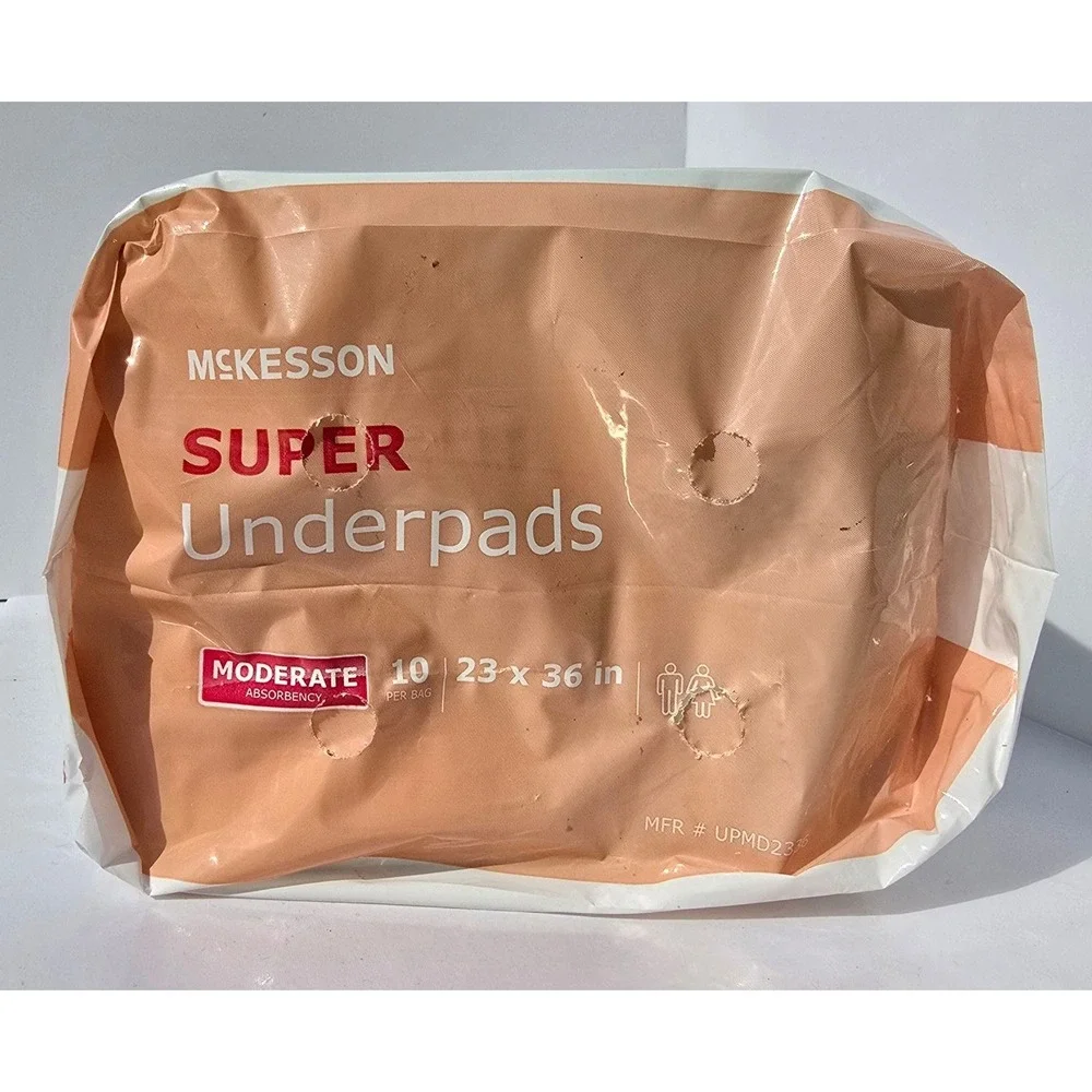 MCKESSON Underpads Adult 23x36 White New Super Disposable 10-Pack Odor Control